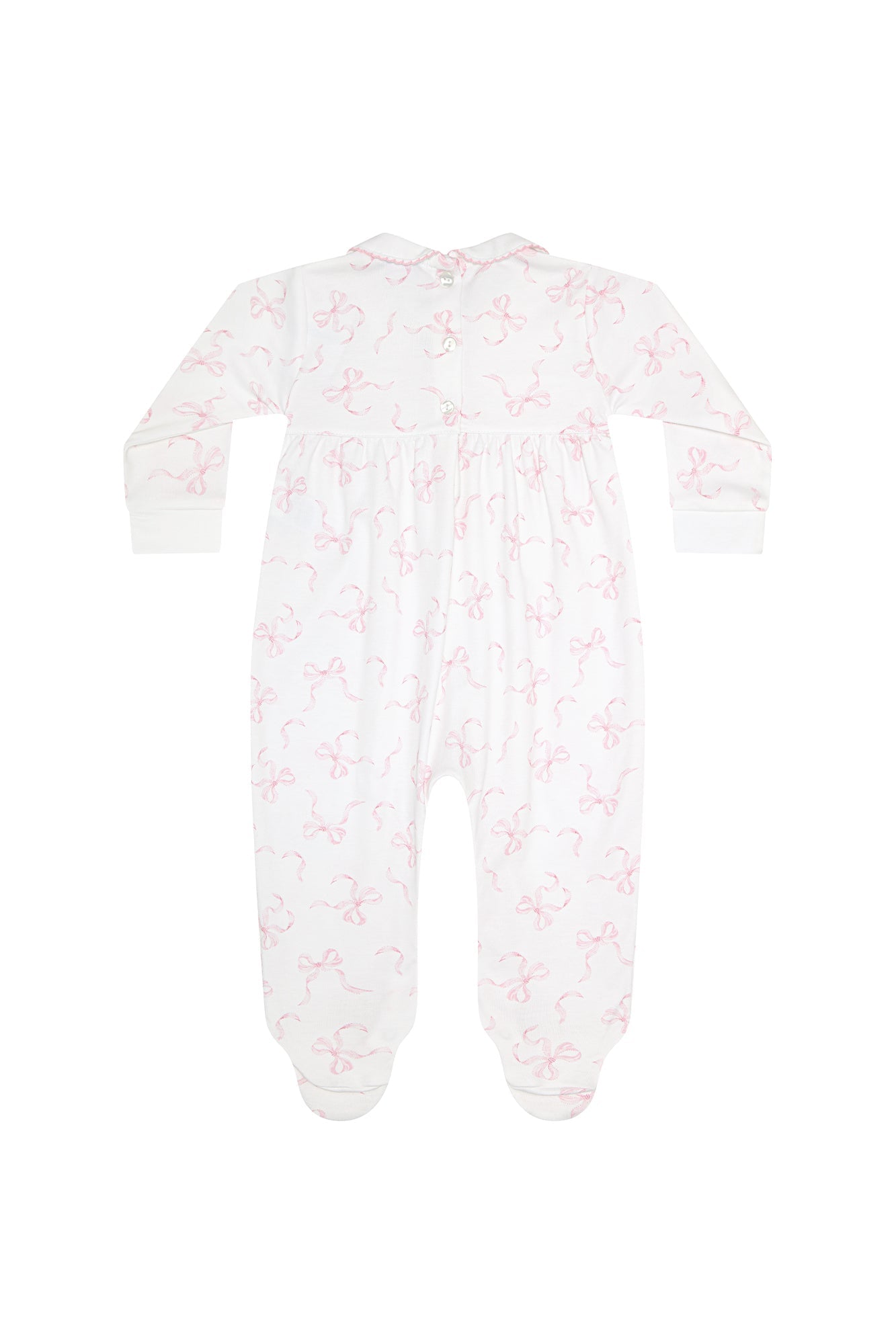 Charming Bows Print Smocked Footie