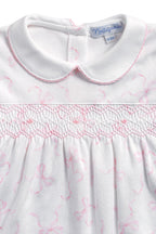 Charming Bows Print Smocked Footie