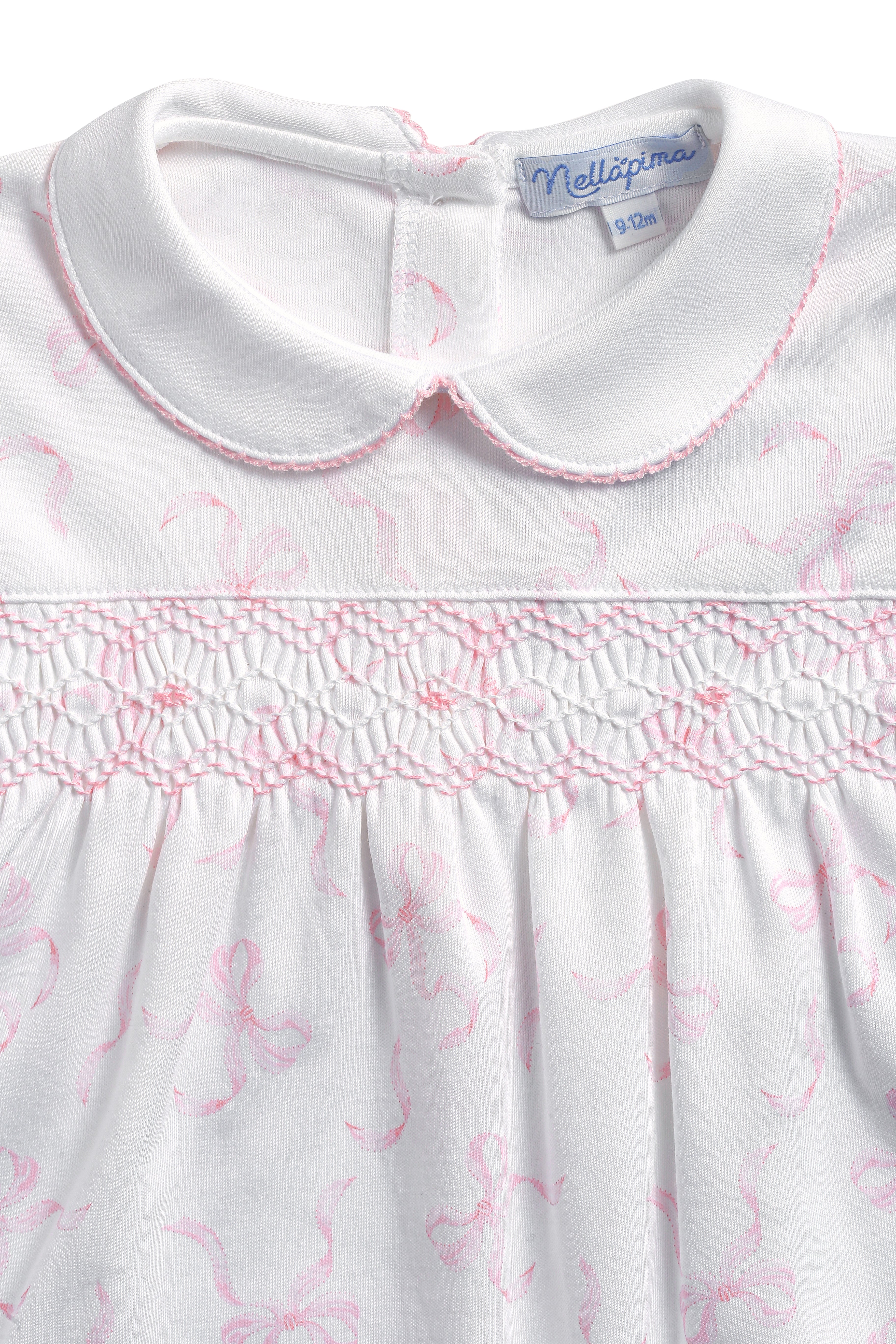 Charming Bows Print Smocked Footie