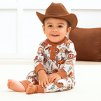 Western Cowboy Bamboo Henley Romper
