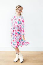 Christmas Cowgirl L/S Pocket Twirl Dress