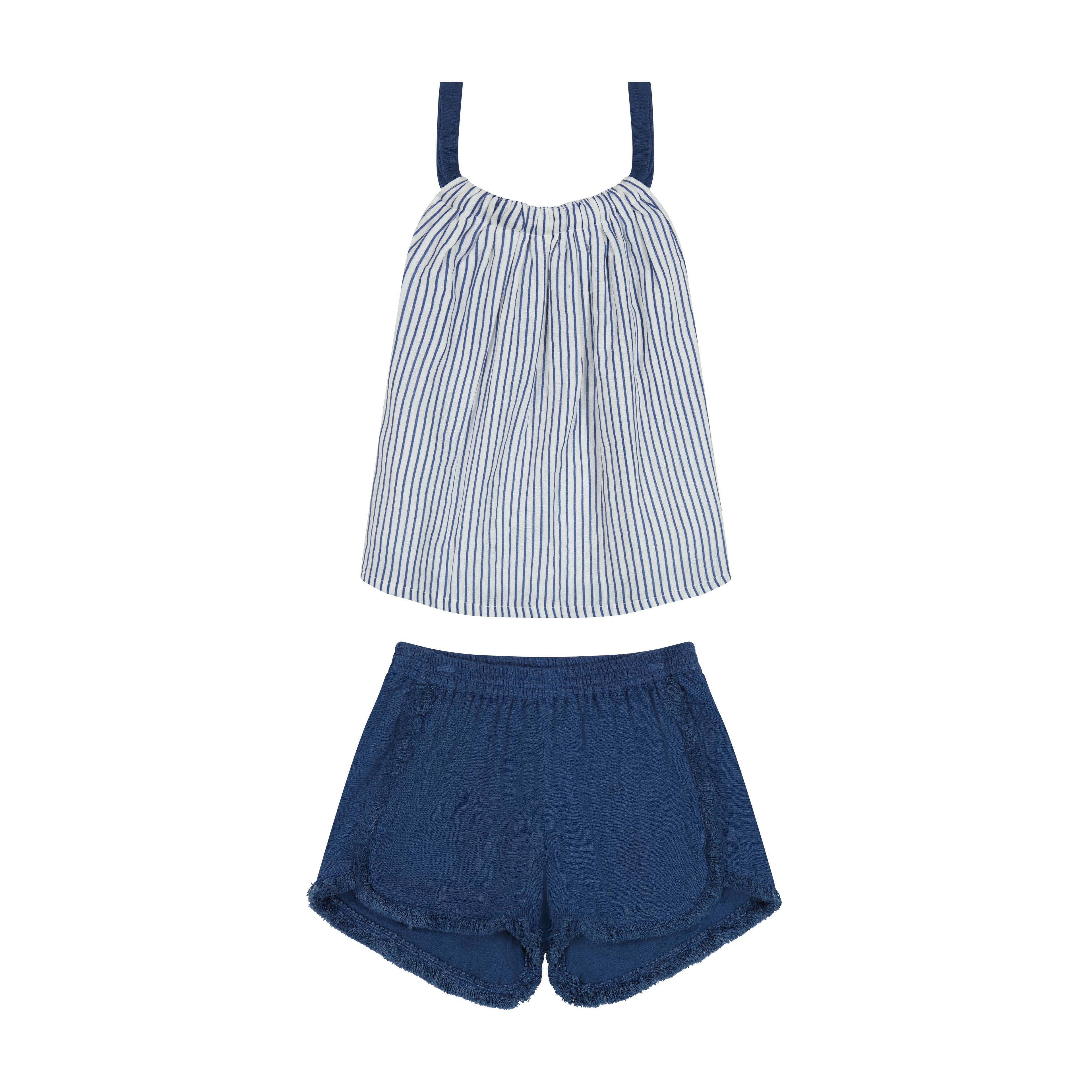 Colette Girls' Top And Short Set Marine Stripe