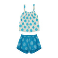 Colette Girls Top and Short Set Aqua Cerulean Ikat