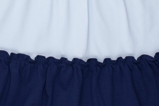 School Days Colorblock Pima Dress, Infant Girls, White and Blue