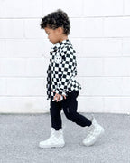 Cotton Shacket | Smiley Checkered Black