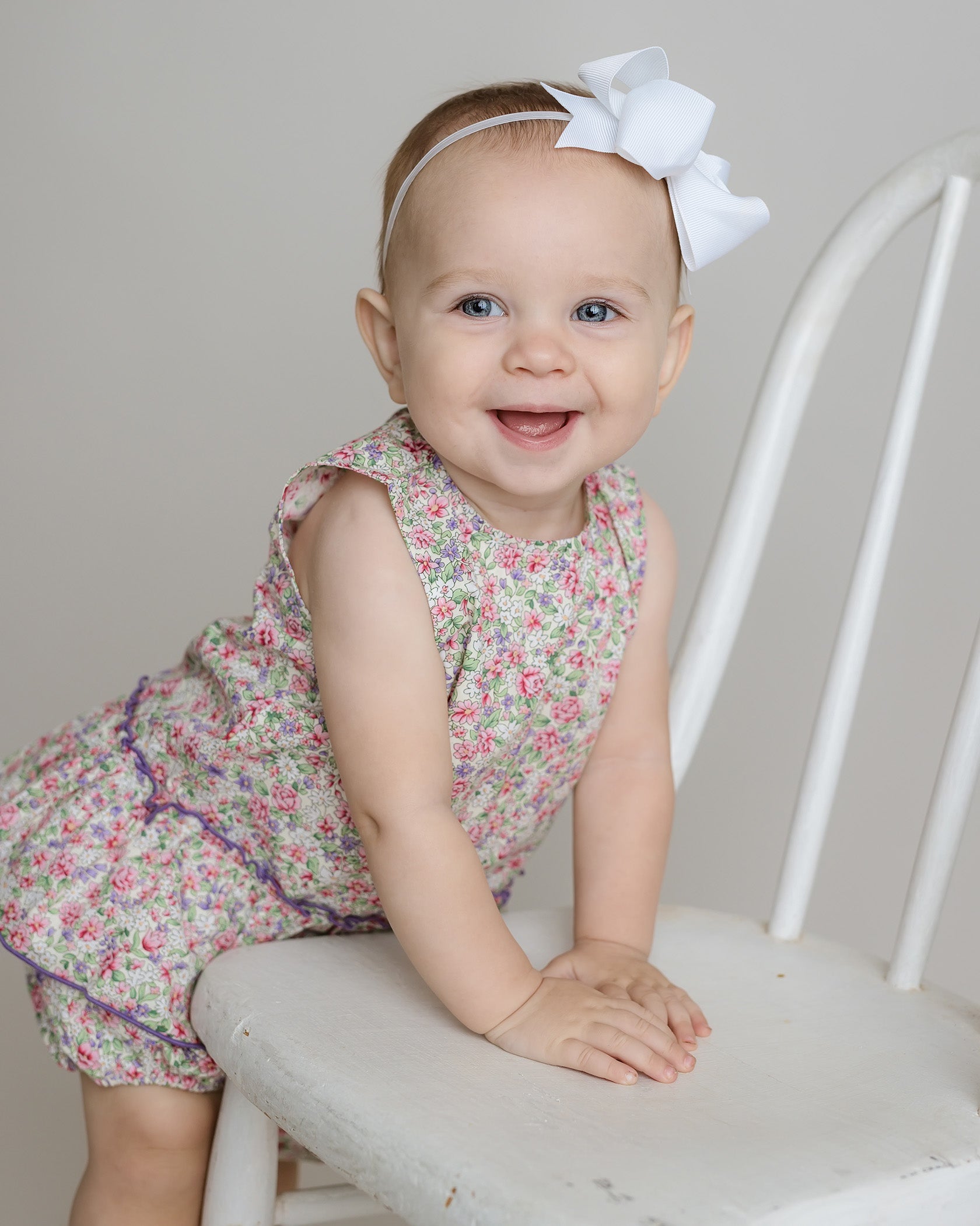 Girls Floral Short Set – Peplum Top with Lilac Trim