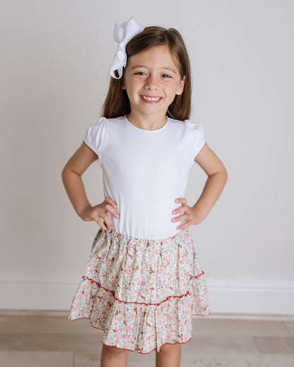 Girls Floral Ruffle Skort Set