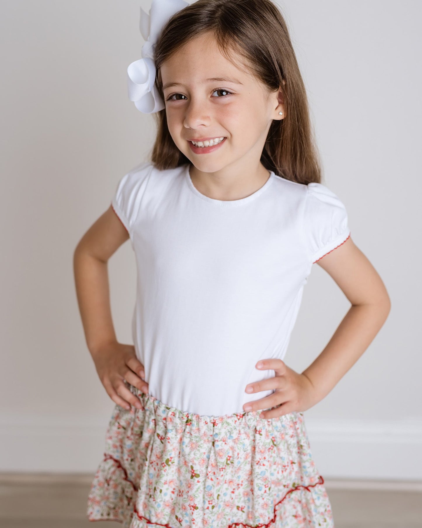 Girls Floral Ruffle Skort Set
