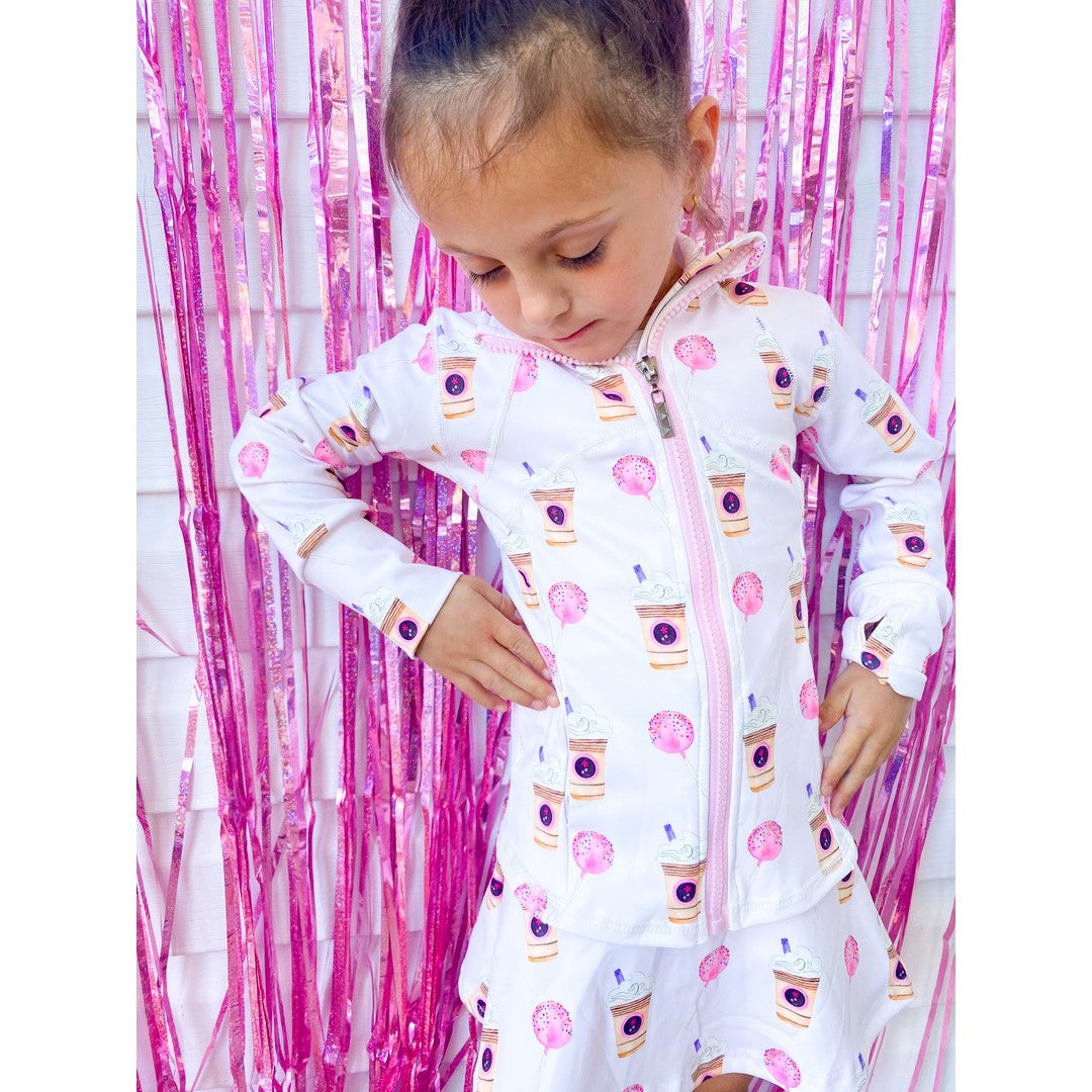 Girls Latte and Cake Pop Print Athletic Jacket