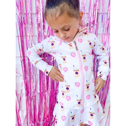 Girls Latte and Cake Pop Print Athletic Jacket