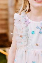 Girls Cream Tulle Star Dress