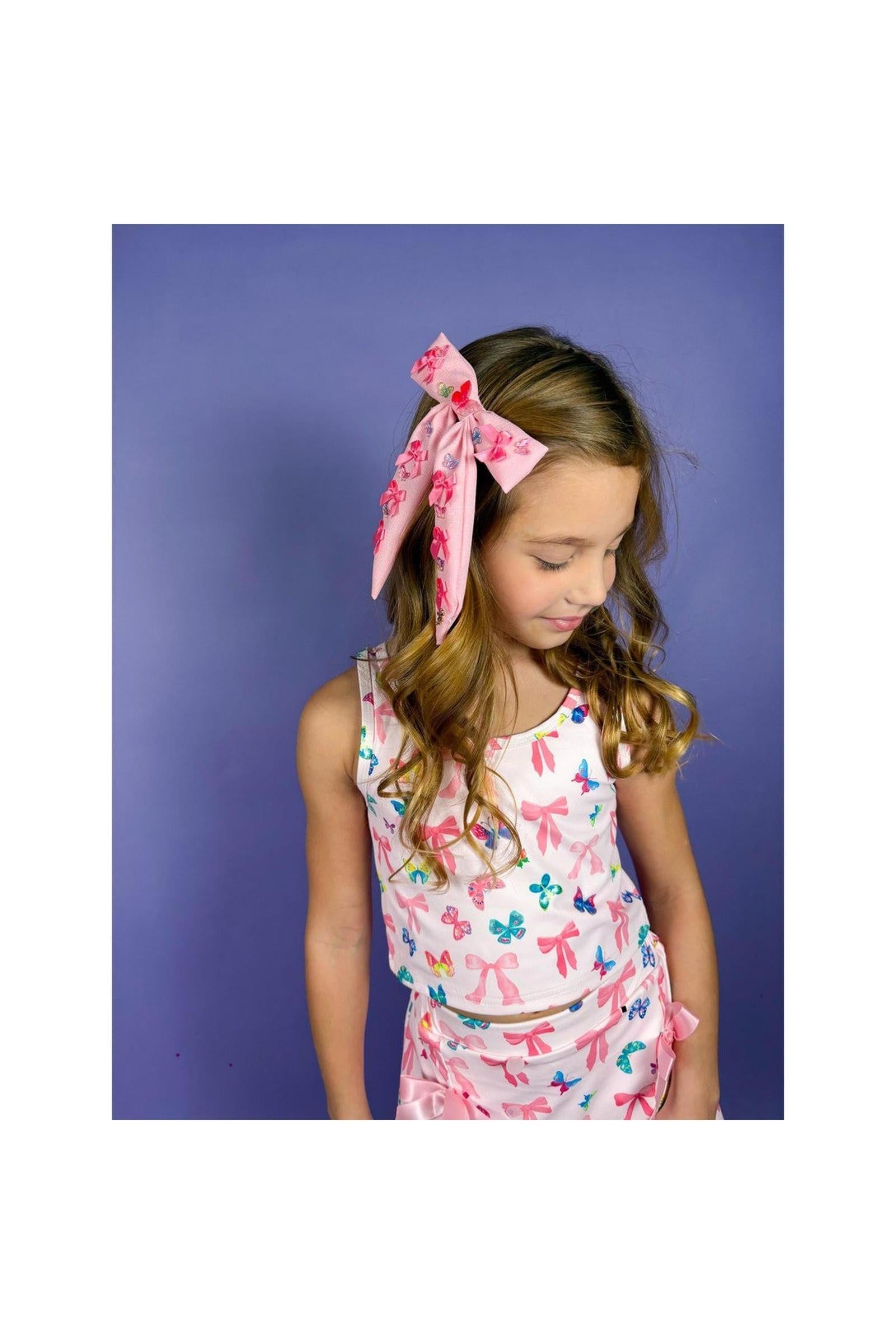 Girls Bow and Butterfly Charm Bow