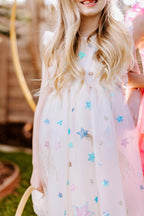 Girls Cream Tulle Star Dress