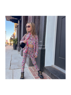 Girls Leopard Athletic Top and Legging Set