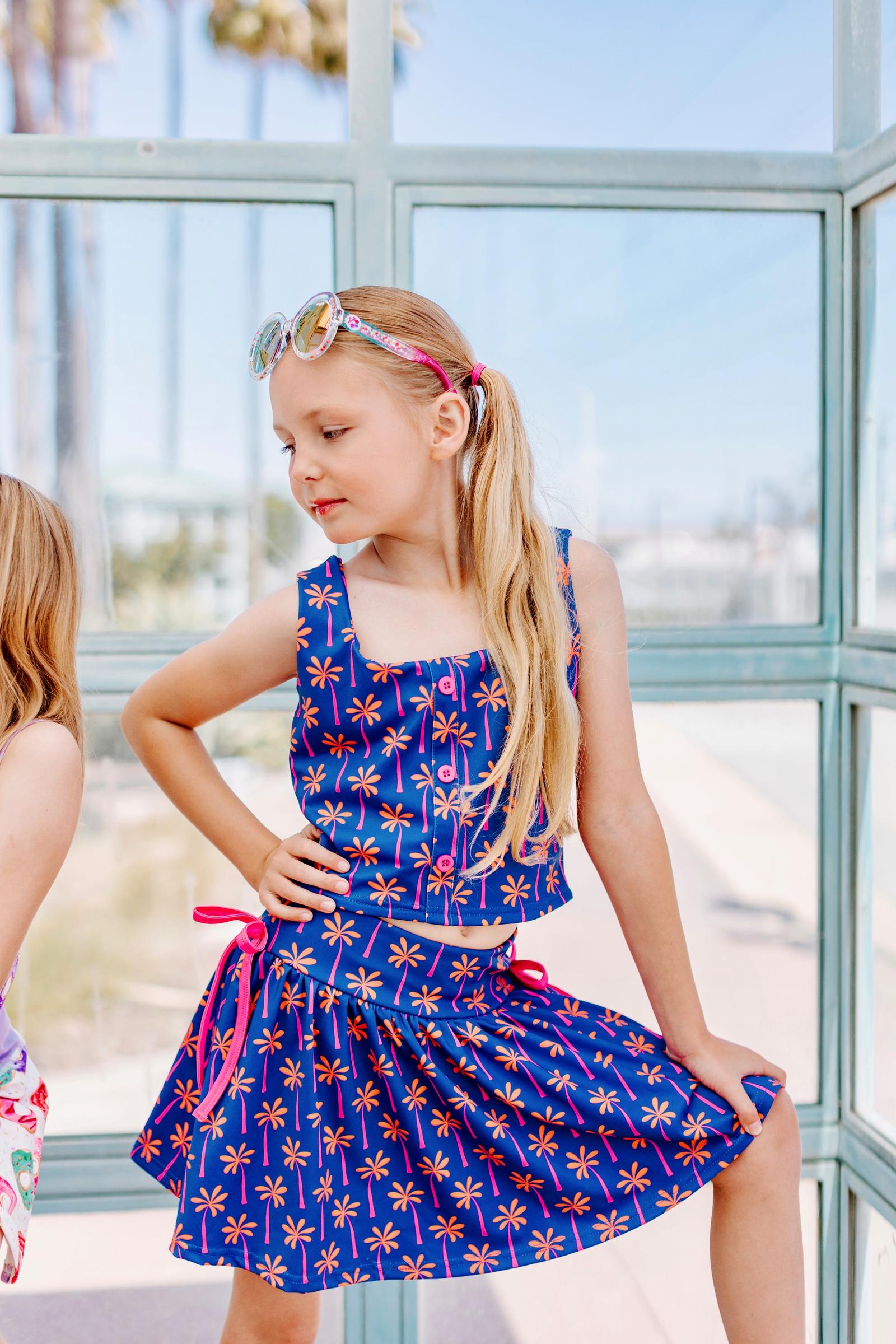 Girls Palm Athletic Two-Pieced Tank and Skort Set