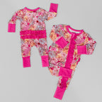 Girls Journee Bamboo Ruffle Convertible Footie