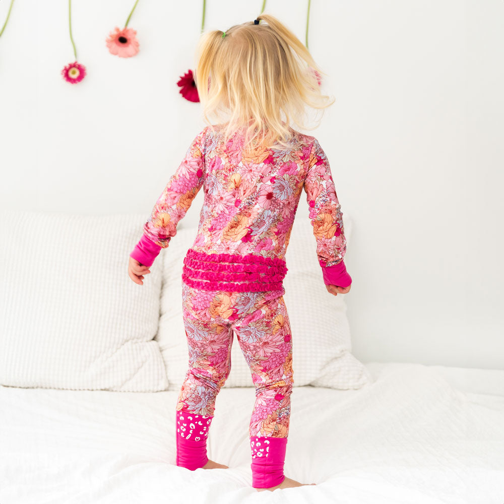 Girls Journee Bamboo Ruffle Convertible Footie