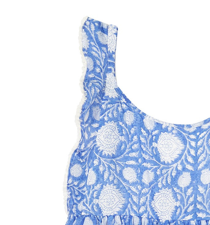 Daphne Girls Flutter Sleeve Dress Farida Blue