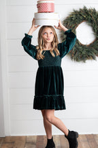 Dark Green Velvet Dress