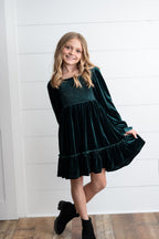 Dark Green Velvet Dress