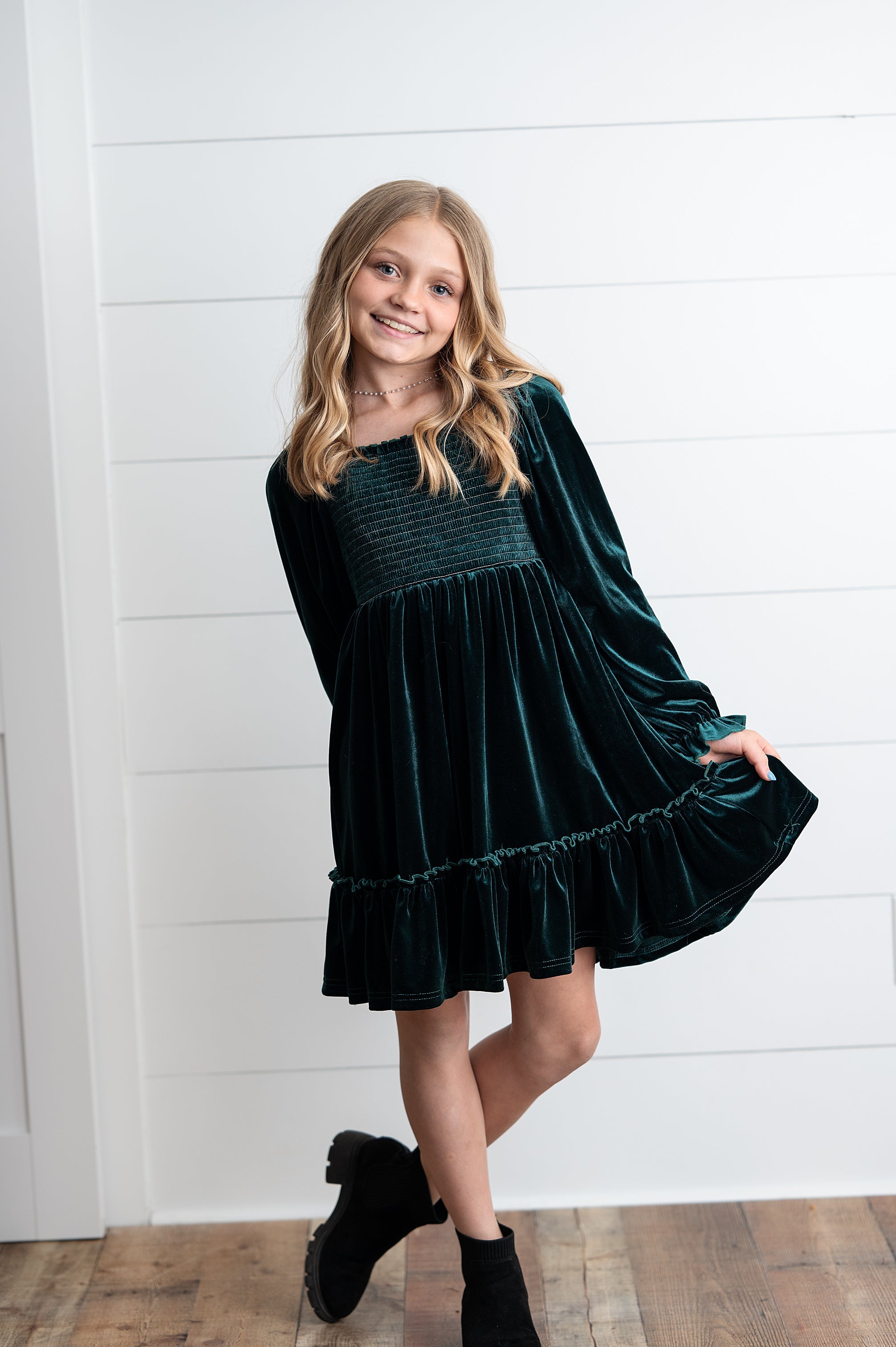 Dark Green Velvet Dress