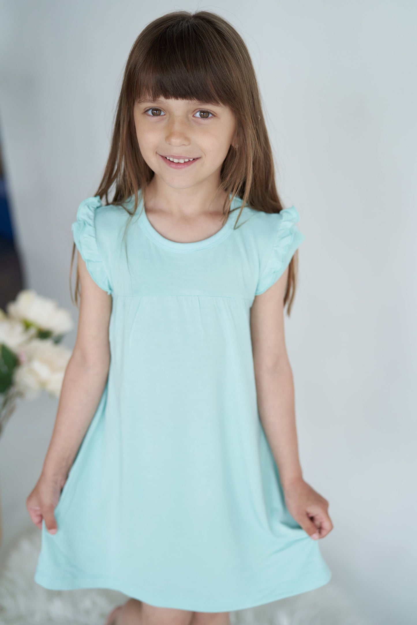 Bamboo Double Sleeve Ruffle Dress with Bloomer (Cotton Candy)
