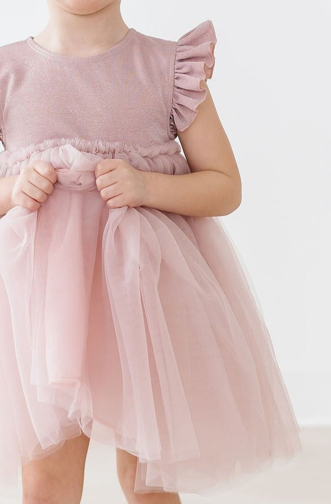 Girls Dusty Pink Shimmer Tutu Dress