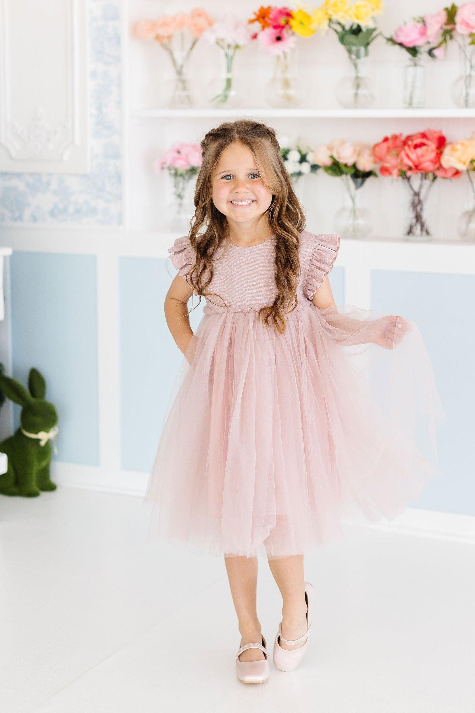 Girls Dusty Pink Shimmer Tutu Dress