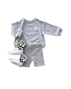 Girls Gray Lounge Biker Shorts Set