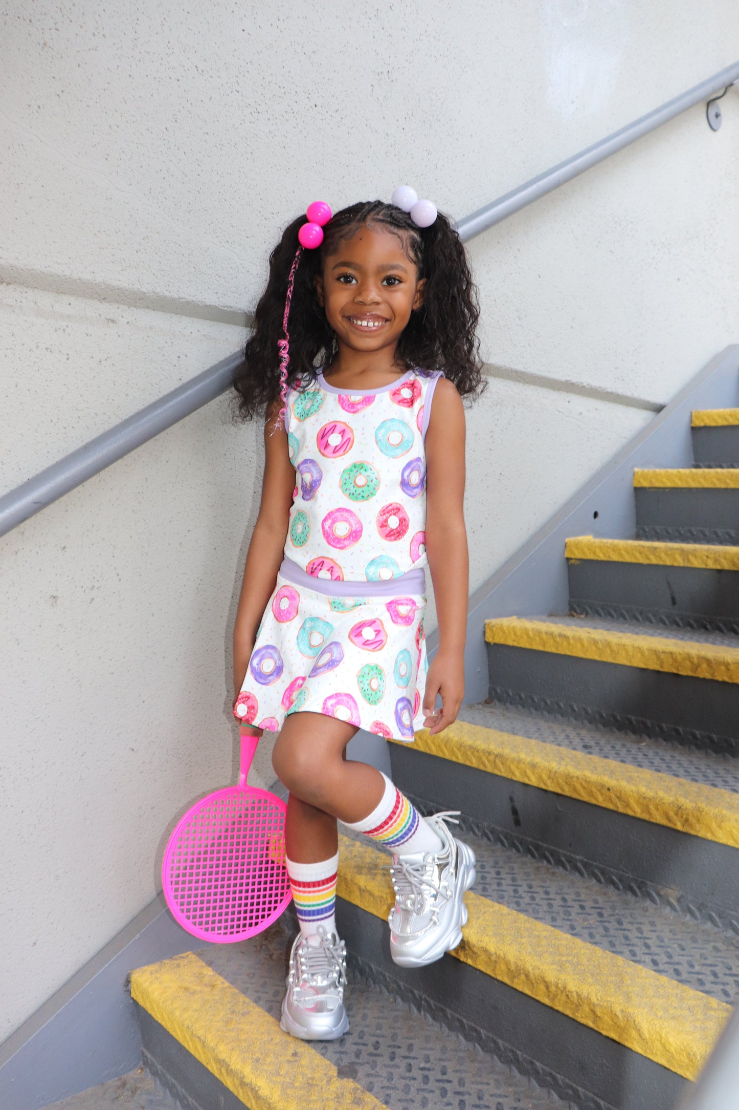 Girls Donut Two-Piece Athletic Tank and Skort Set