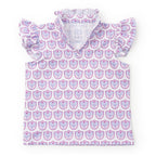 Ellie Girls' Sleeveless Performance Top by LH Sport - Tennis Crest Pink