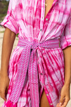 Anais Women's Button Front Shirtdress Hibiscus Shibori