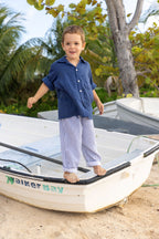 La Plage Boy's Drawstring Pant Marine Stripe