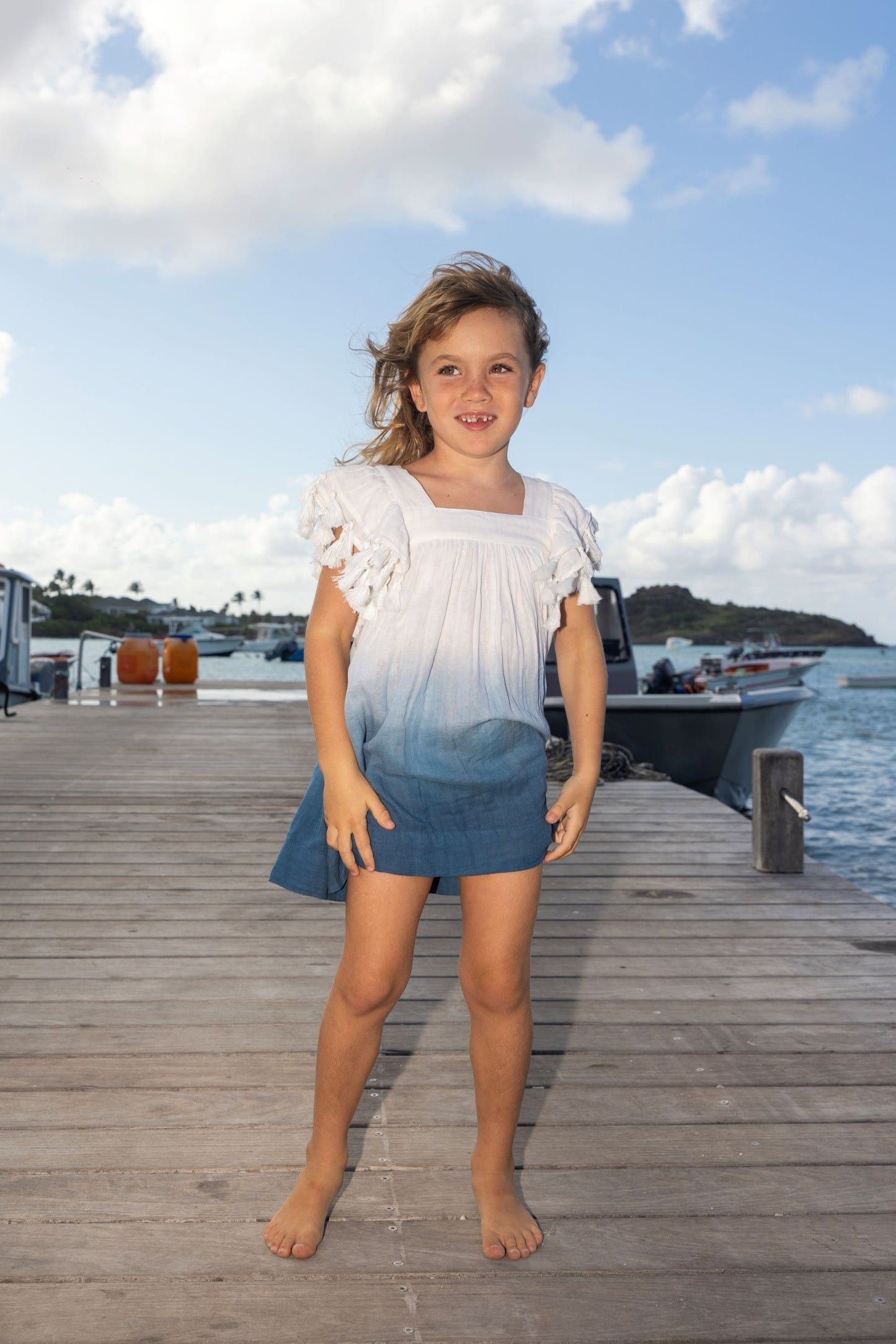 Serena Girls Tassel Dress Blue Ombre