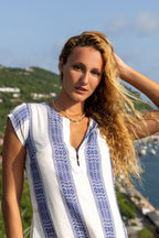 Noa Women's Maxi Caftan Navy Stripe