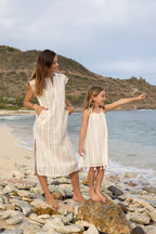 Mini Chantal Girls' Sundress Gold Lurex Stripe