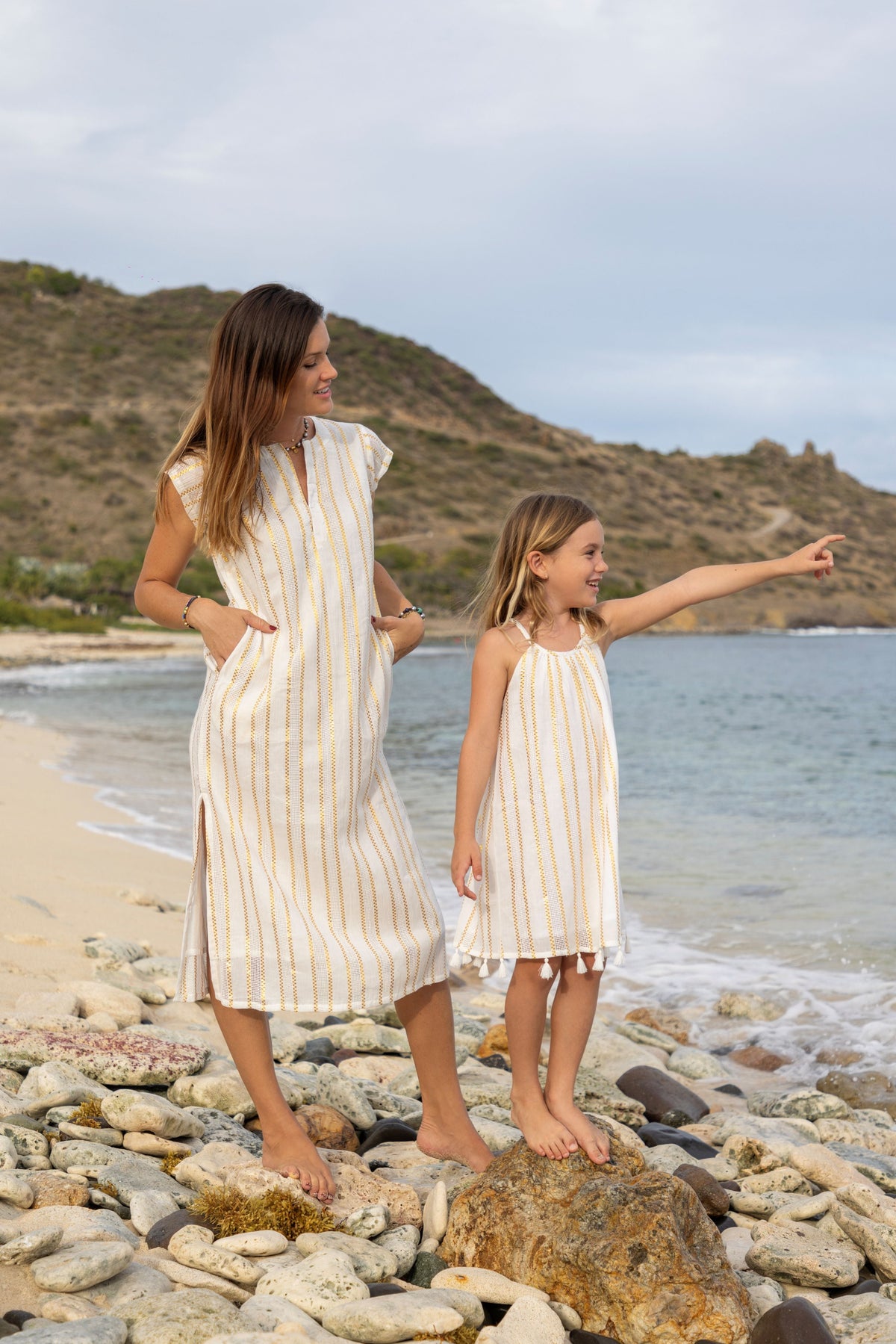 Mini Chantal Girls' Sundress Gold Lurex Stripe