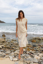 Noa Women's Maxi Kaftan Gold Lurex Stripe