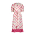 Estelle Women's Fringed Shirtdress White Pink Ikat