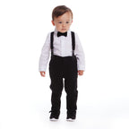 Infant Suspenders Bowtie Set | White