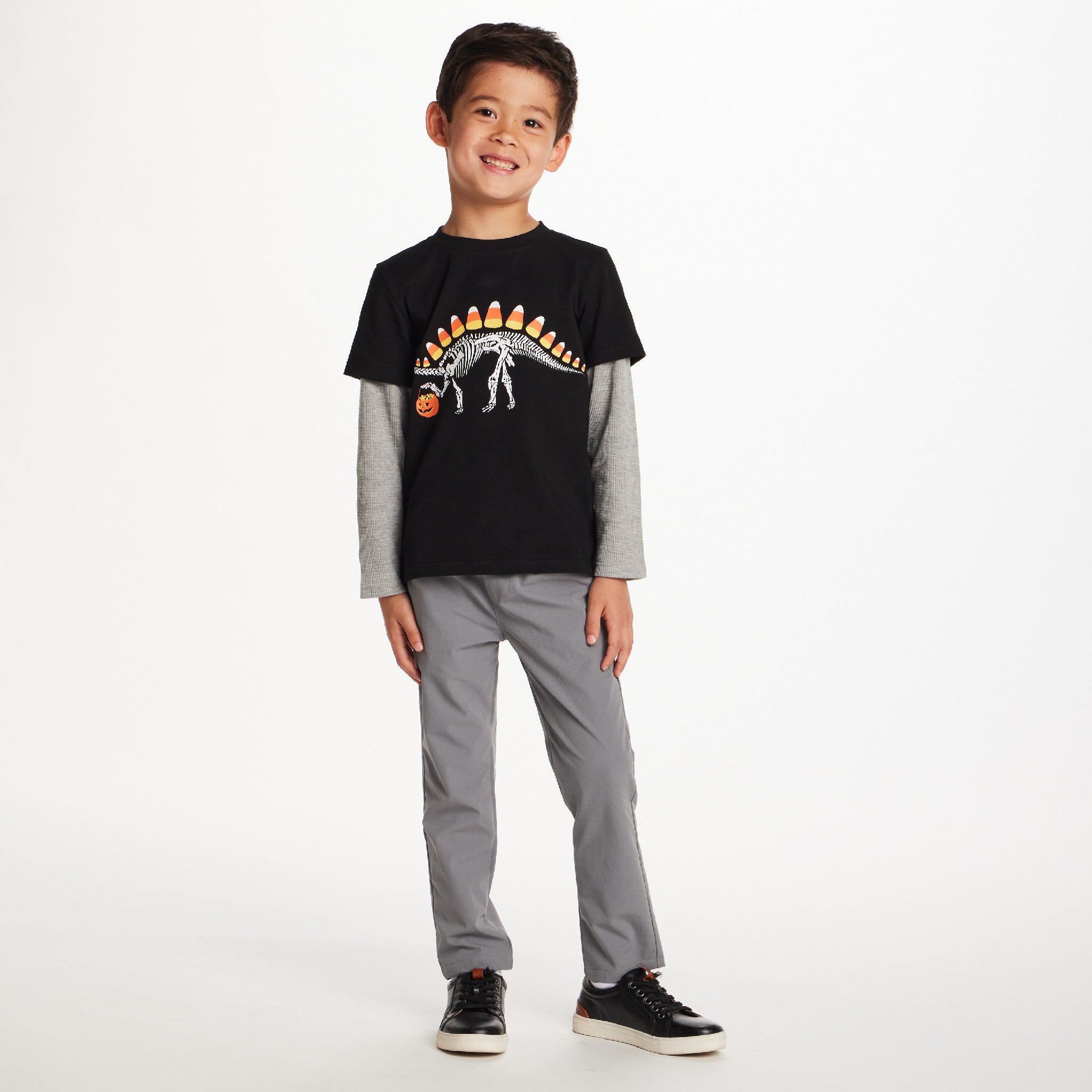 Kids (Size 8) Halloween Graphic Twofer Tee | Candy Dino