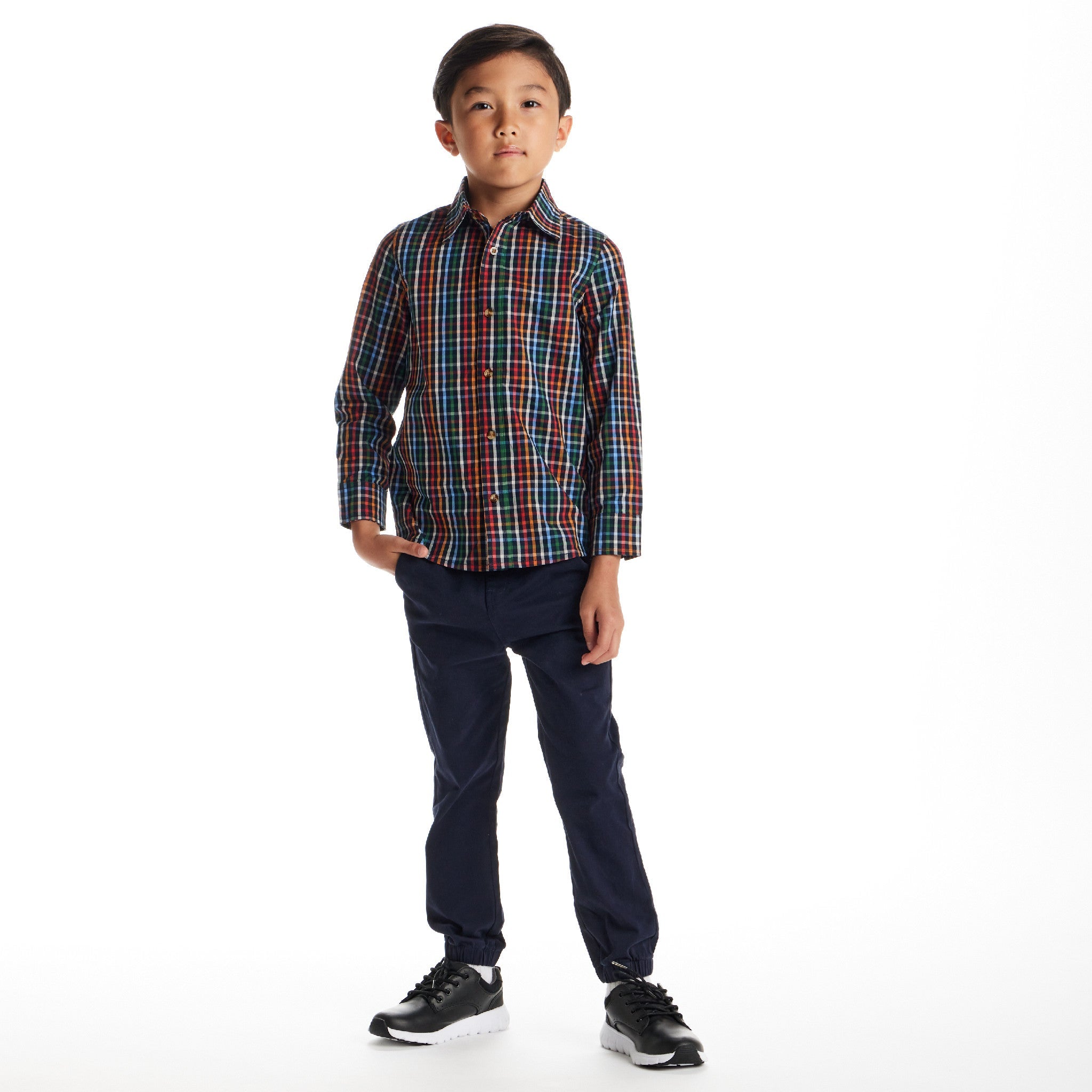 Kids Buttondown Shirt | Navy Plaid