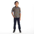 Kids Double-Faced Buttondown | Blue Plaid