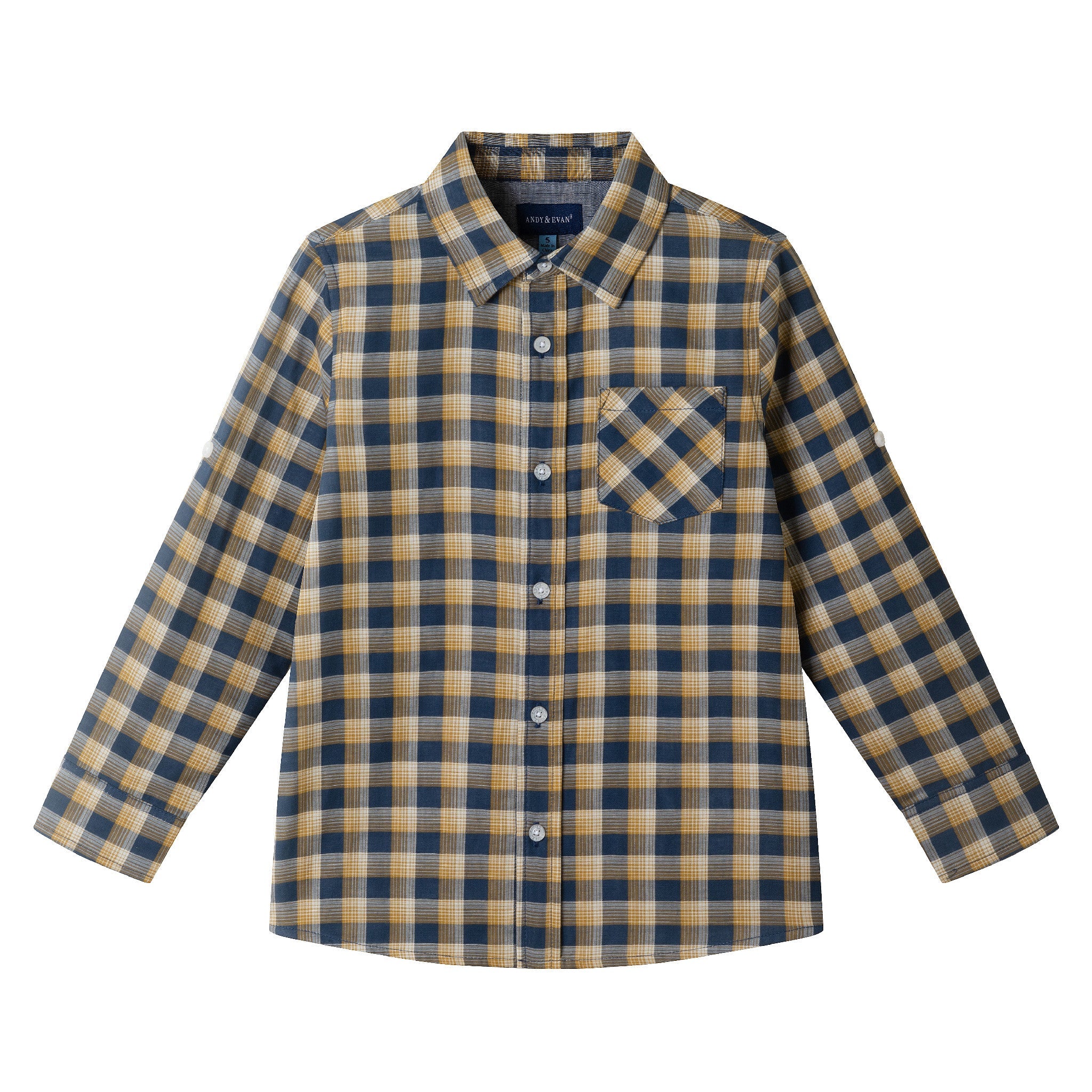 Kids Double-Faced Buttondown | Blue Plaid