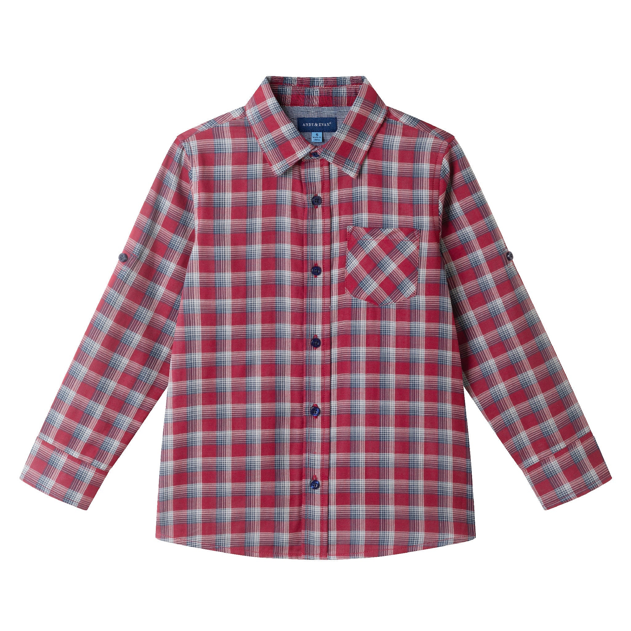 Kids Double-Faced Buttondown | Red Plaid