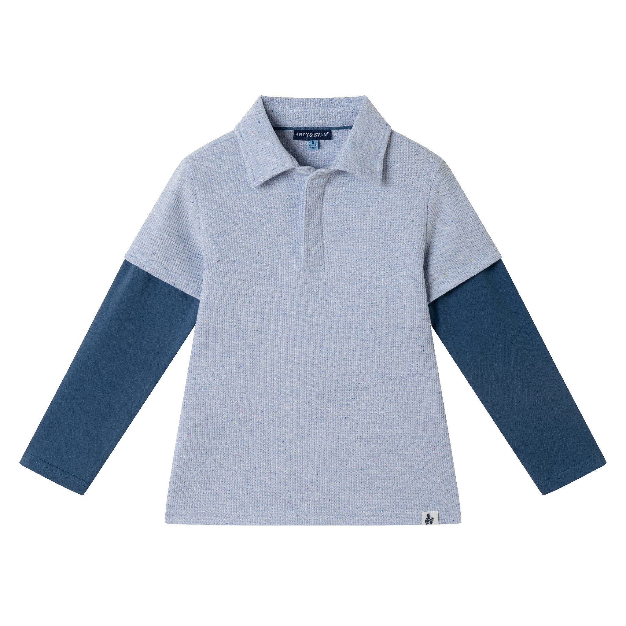 Kids Two-Fer Waffle Polo | Lt Blue Nep