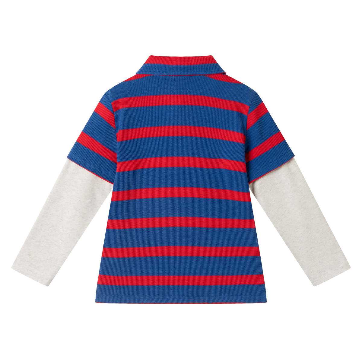 Kids Long Sleeve Waffle Polo | Rugby Stripe