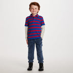 Kids Long Sleeve Waffle Polo | Rugby Stripe