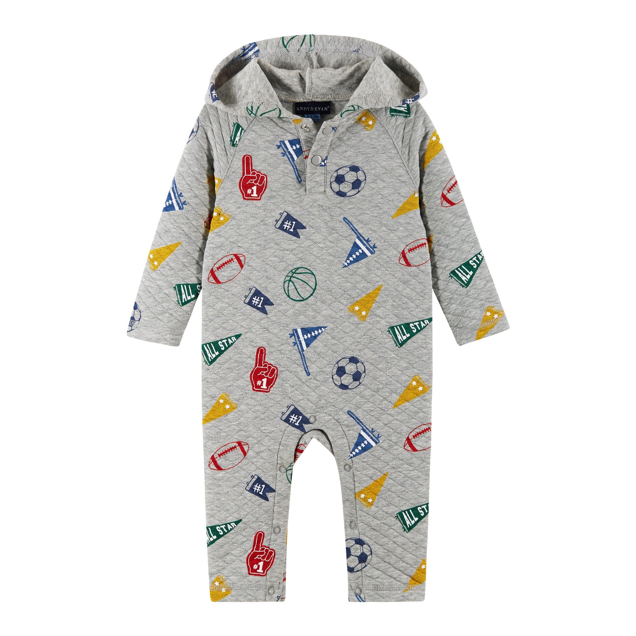 Infant Hooded Baby Romper | Beige Varsity