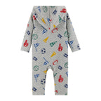 Infant Hooded Baby Romper | Beige Varsity